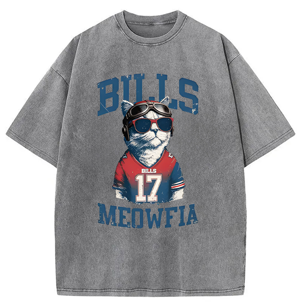 Modecanvas Bills Meowfia Cat DTG Printing Washed T-Shirt