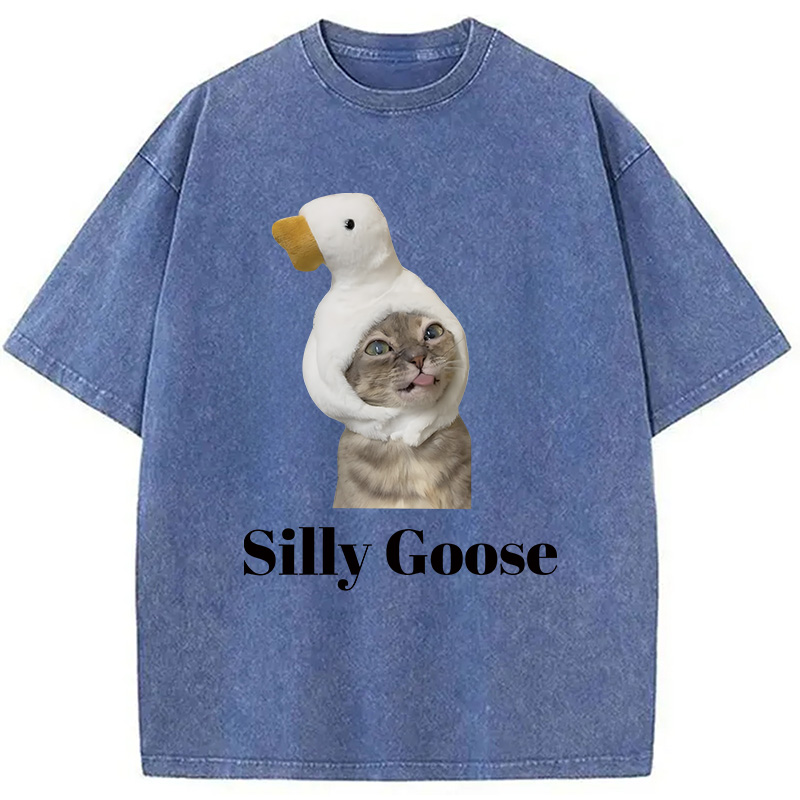 Modecanvas Goose Cat DTG Printing Washed T-Shirt