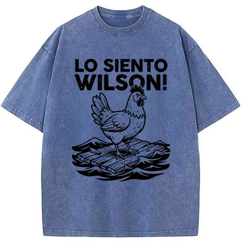 Modecanvas Lo Siento Wilson Chicken Meme DTG Printing Washed T-Shirt