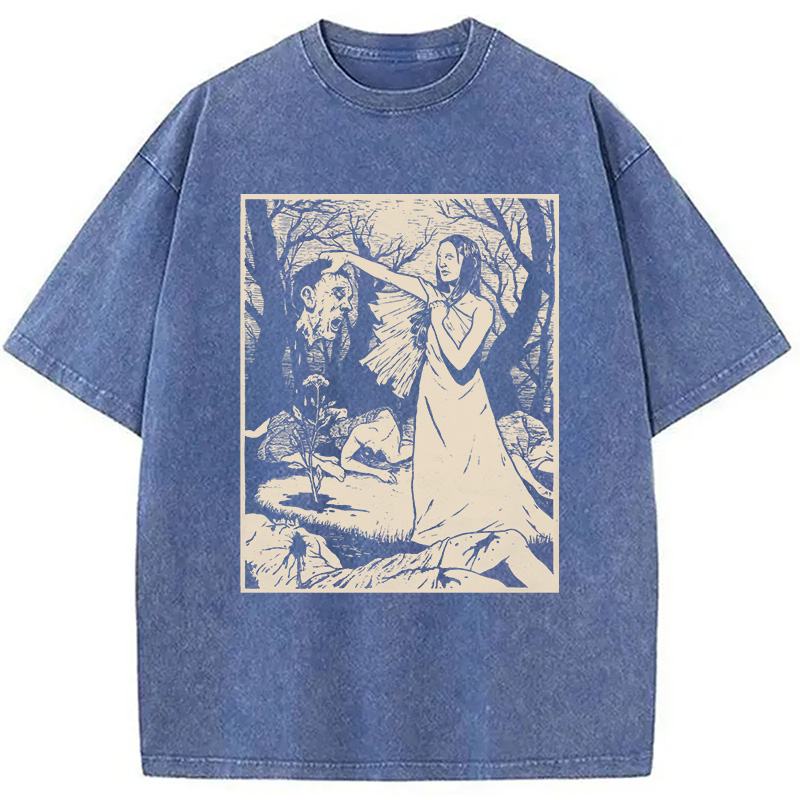 Modecanvas Headhunter Witch DTG Printing Washed T-Shirt