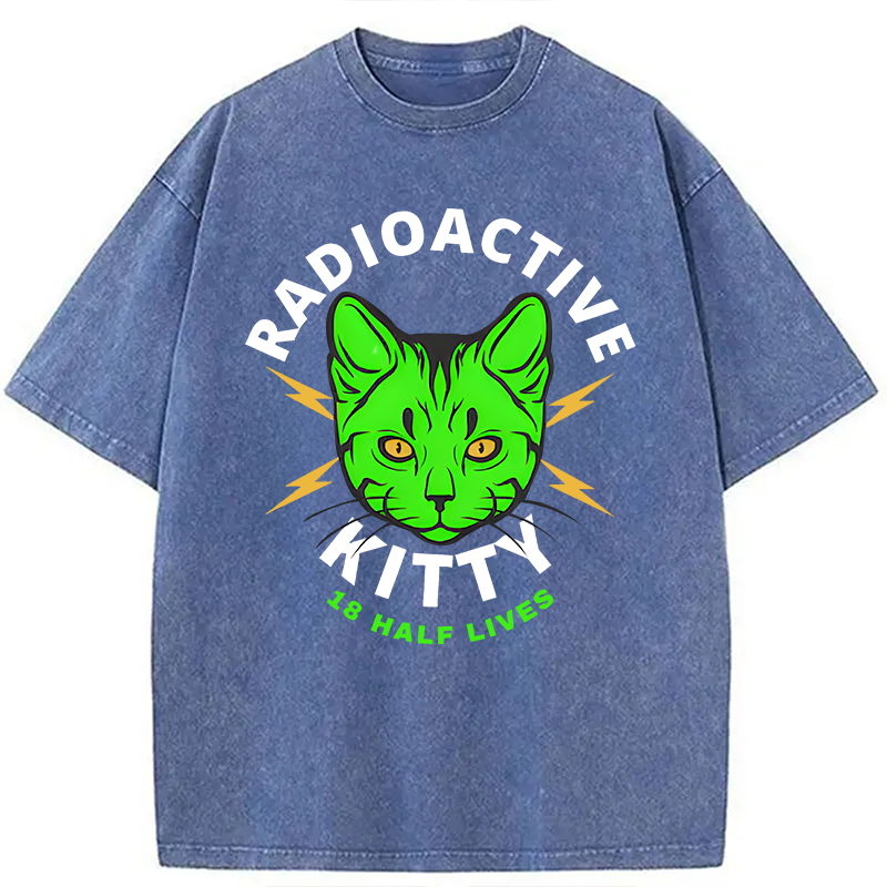 Modecanvas Radioactive Kitty DTG Printing Washed T-Shirt