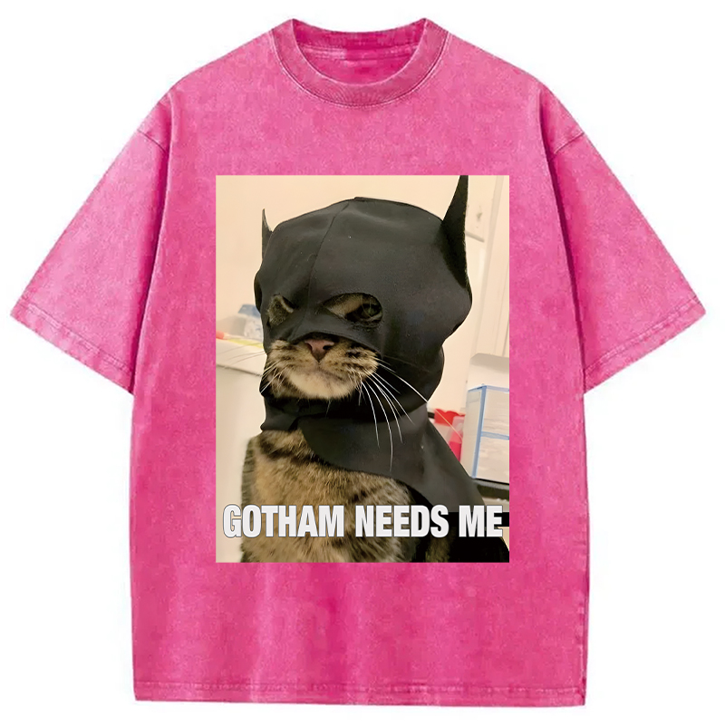 Modecanvas Bat Cat Meme DTG Printing Washed T-Shirt