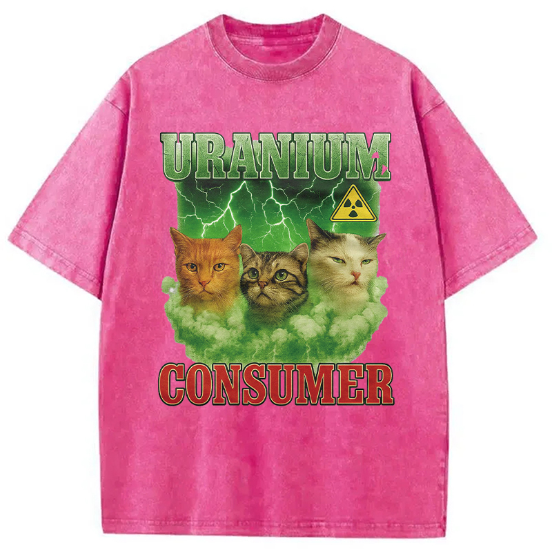 Modecanvas Uranium Consumer Cat DTG Printing Washed T-Shirt