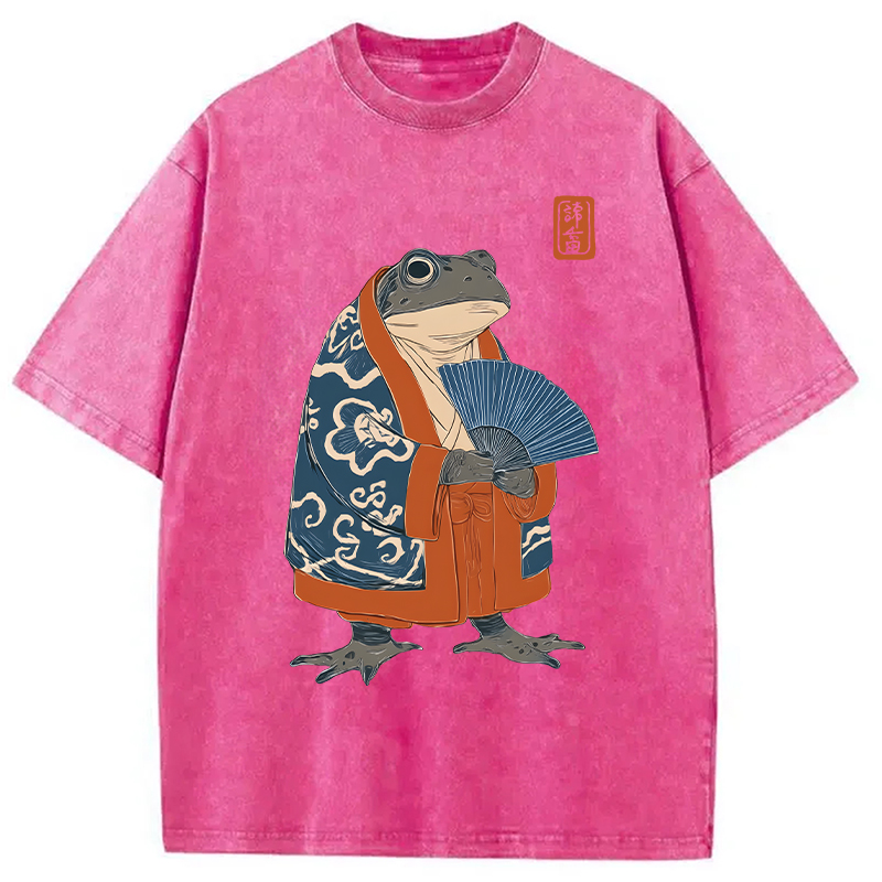 Modecanvas Frog Kimono DTG Printing Washed T-Shirt