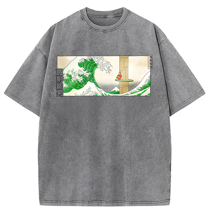Modecanvas Green Wave DTG Printing Washed T-Shirt