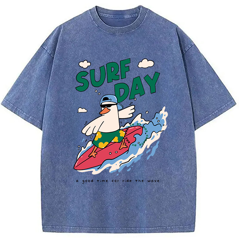 Modecanvas Surfing Duck DTG Printing Washed T-Shirt