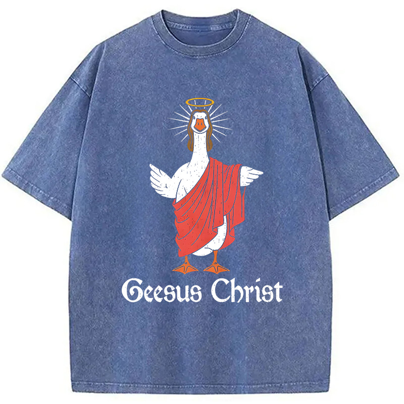 Modecanvas Geesus Christ Funny DTG Printing Washed T-Shirt