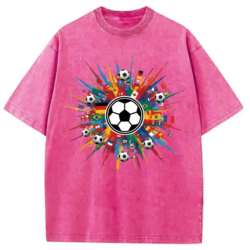 Modecanvas International Soccer Flags DTG Printing Washed T-Shirt