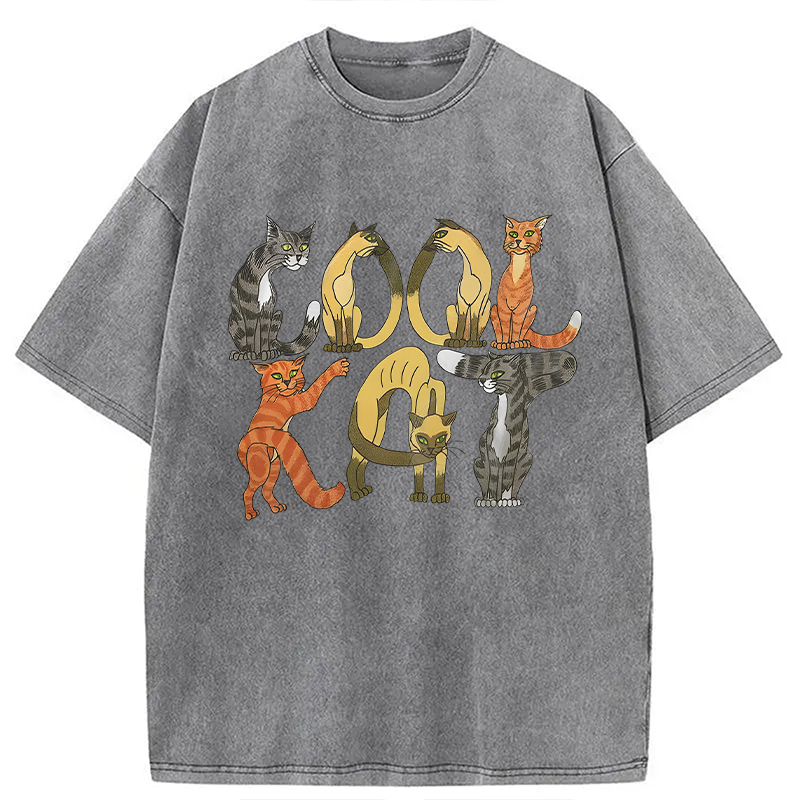 Modecanvas Cool Cat DTG Printing Washed T-Shirt