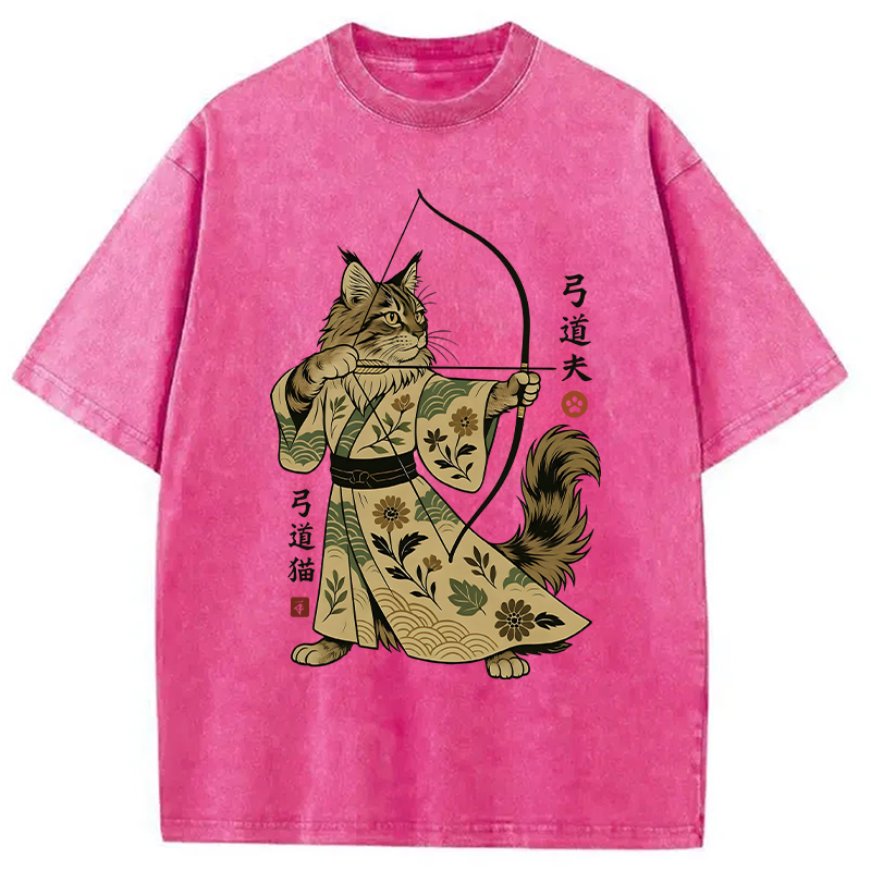 Modecanvas Archer Cat DTG Printing Washed T-Shirt