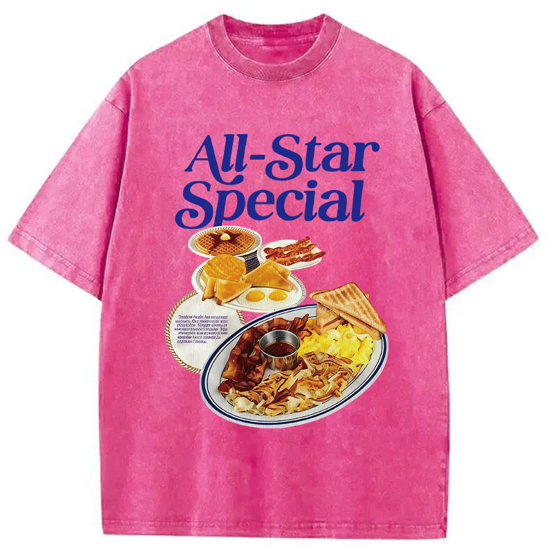 Modecanvas All-Star Special Breakfast DTG Printing Washed T-Shirt