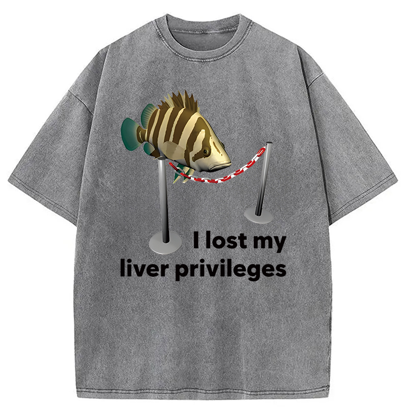 Modecanvas Funny Fish Meme DTG Printing Washed T-Shirt