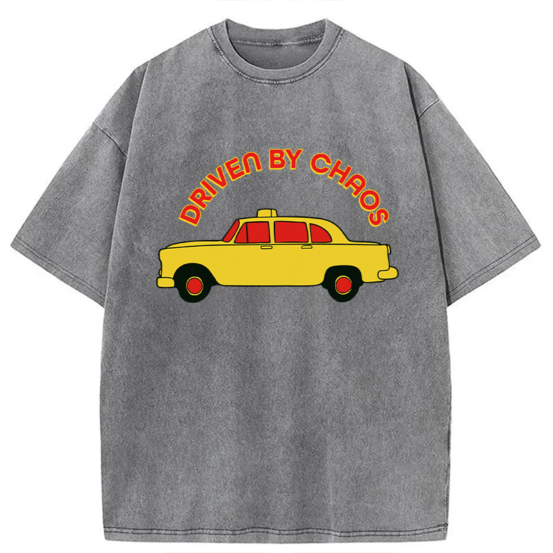 Modecanvas Vintage Taxi Pop Art DTG Printing Washed T-Shirt