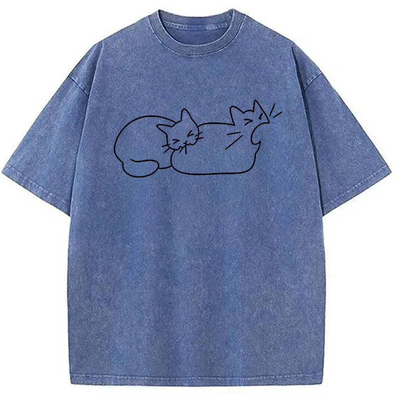 Modecanvas Cat Bites Cat DTG Printing Washed T-Shirt