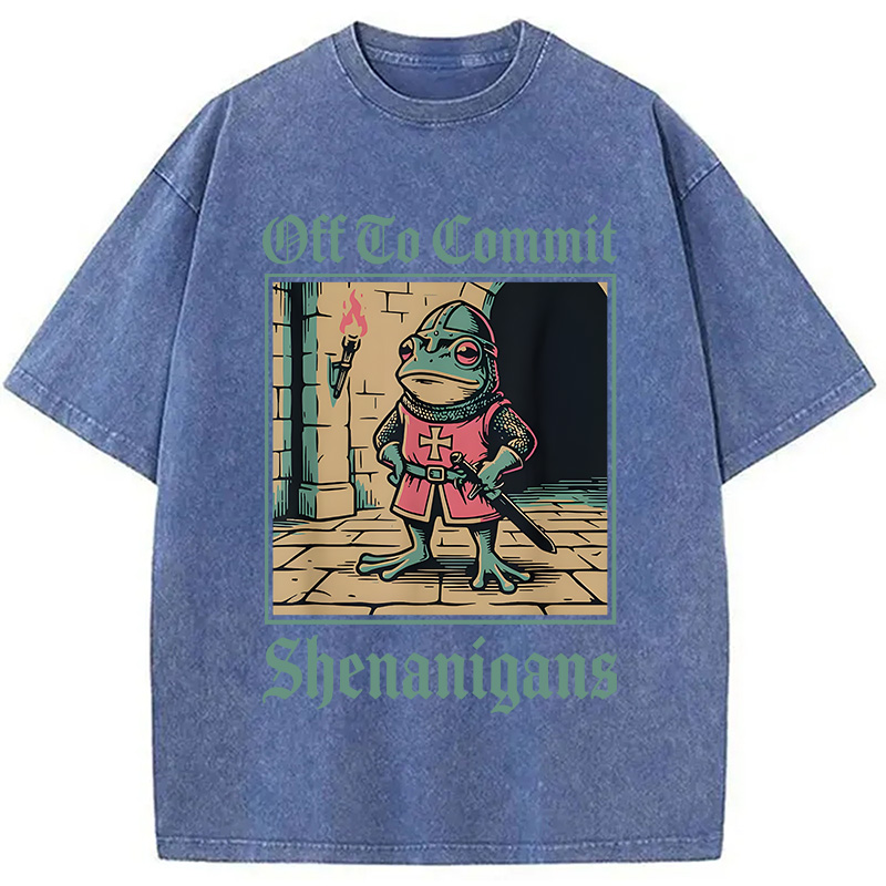 Modecanvas Off To Commit Shenanigans DTG Printing Washed T-Shirt