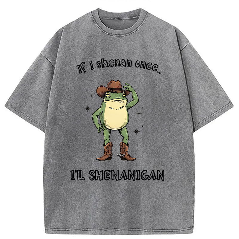 Modecanvas I ll Shenanigan Frog DTG Printing Washed T-Shirt