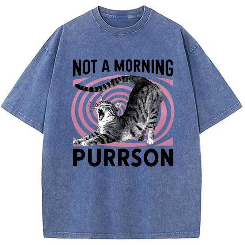 Modecanvas Not A Morning Purrrson Cat DTG Printing Washed T-Shirt