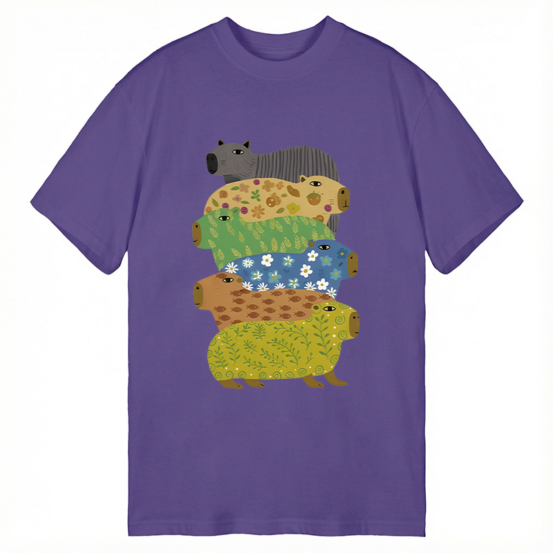 Modecanvas Colorful Capybaras DTG Printing Classic T-Shirt-modecanvas