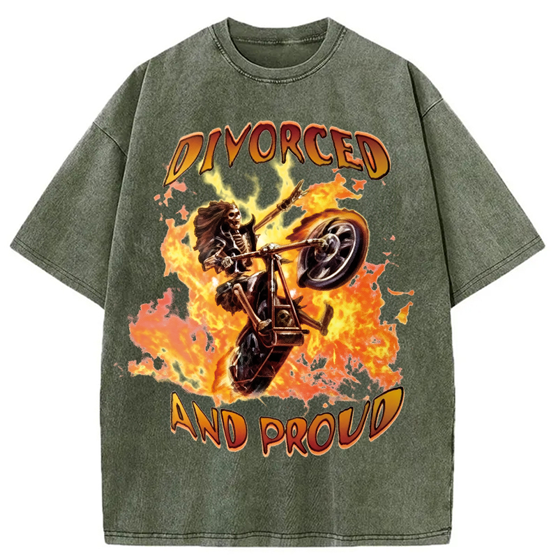 Modecanvas Divorced And Proud DTG Printing Washed T-Shirt