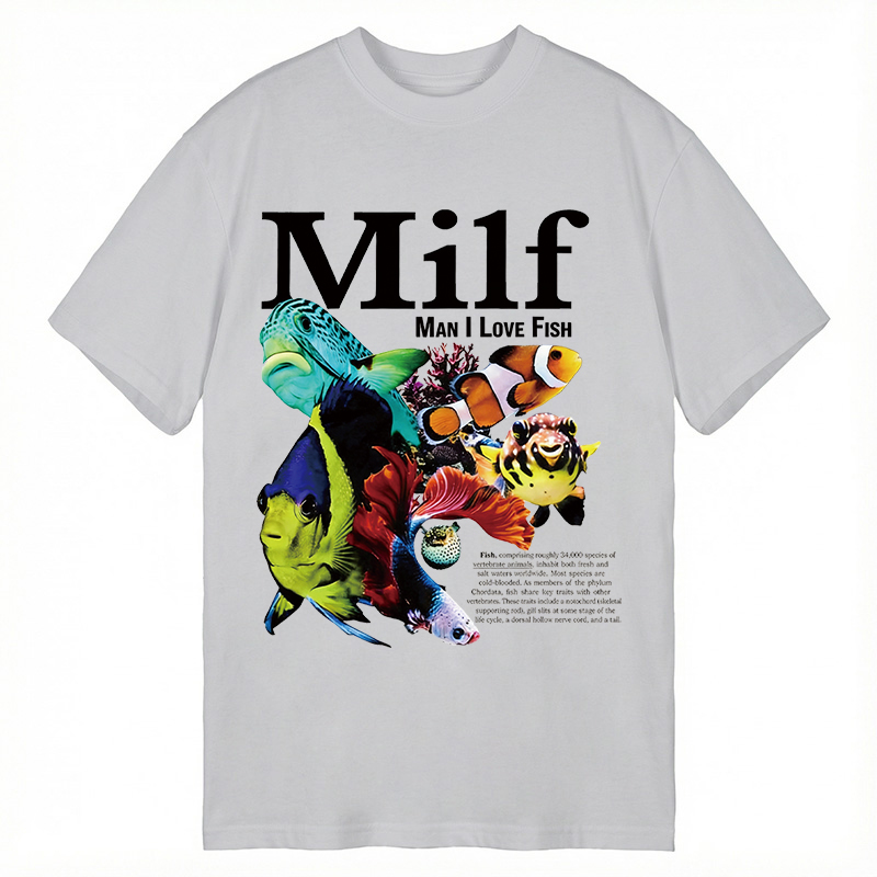 Modecanvas Man I Love Fish Vintage Meme DTG Printing Classic T-Shirt-modecanvas