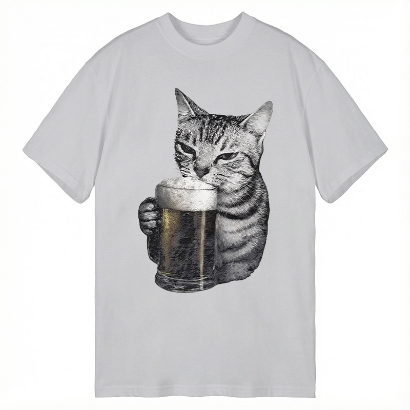Modecanvas Cheers With The Cat DTG Printing Classic T-Shirt-modecanvas