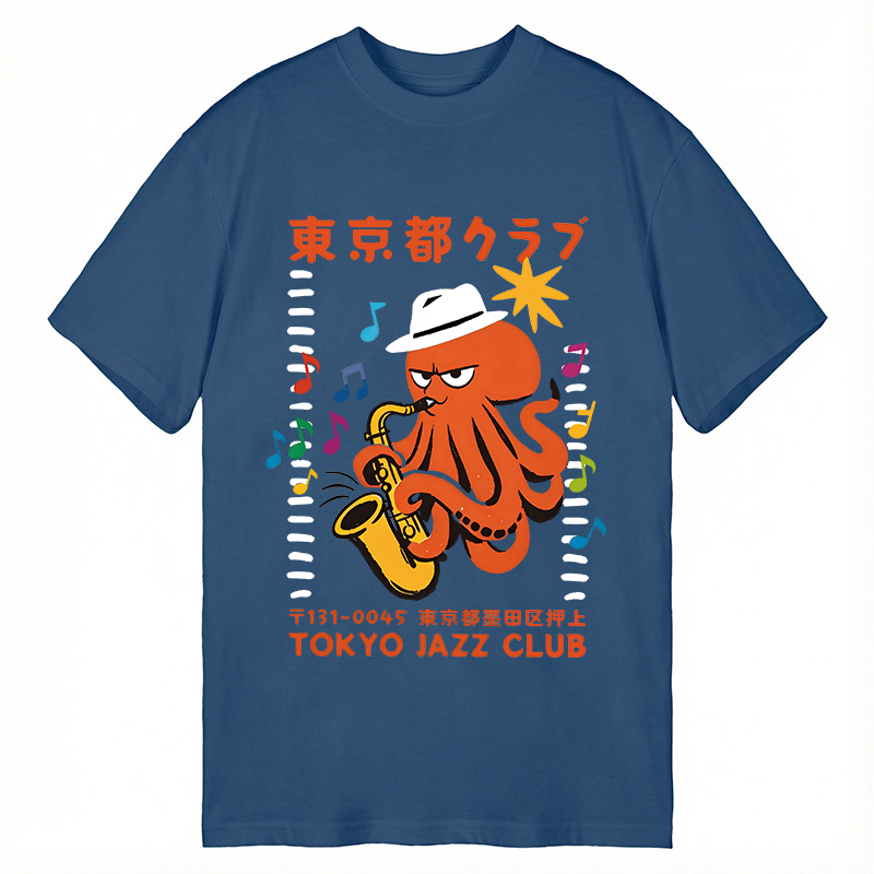 Modecanvas Japanese Octopus In Band DTG Printing Classic T-Shirt-modecanvas
