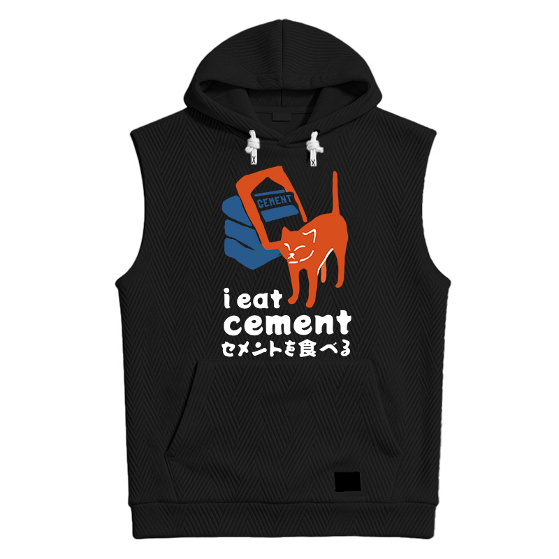 Modecanvas I Eat Cement Meme Cat Hooded Tank