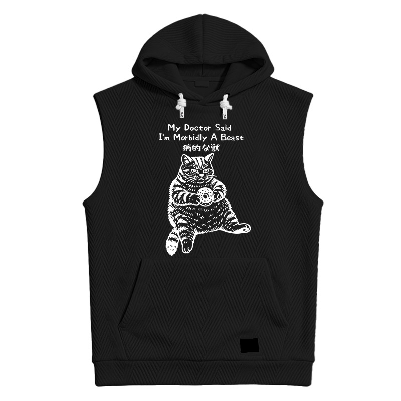 Modecanvas Lazy Fat Cat Hooded Tank