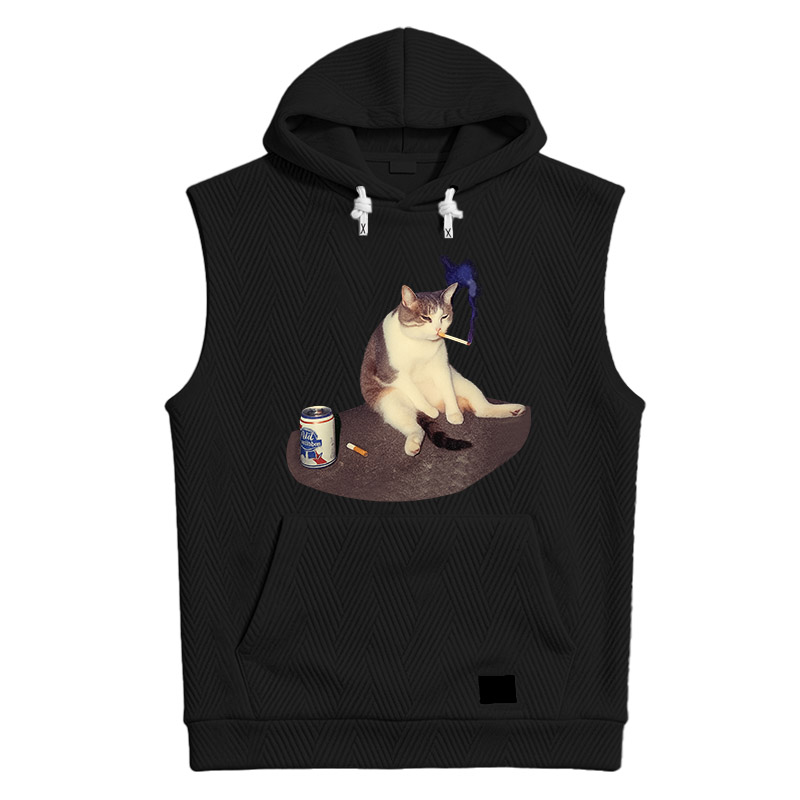 Modecanvas Custom Cat Smoking Meme Hooded Tank