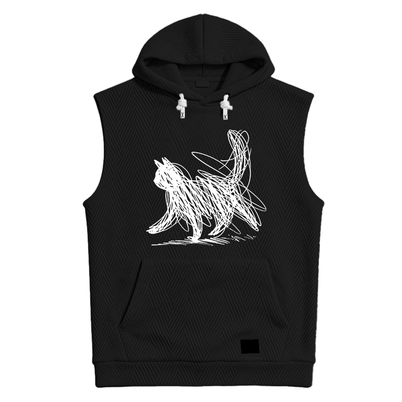 Modecanvas Minimalist Cat Art Hooded Tank