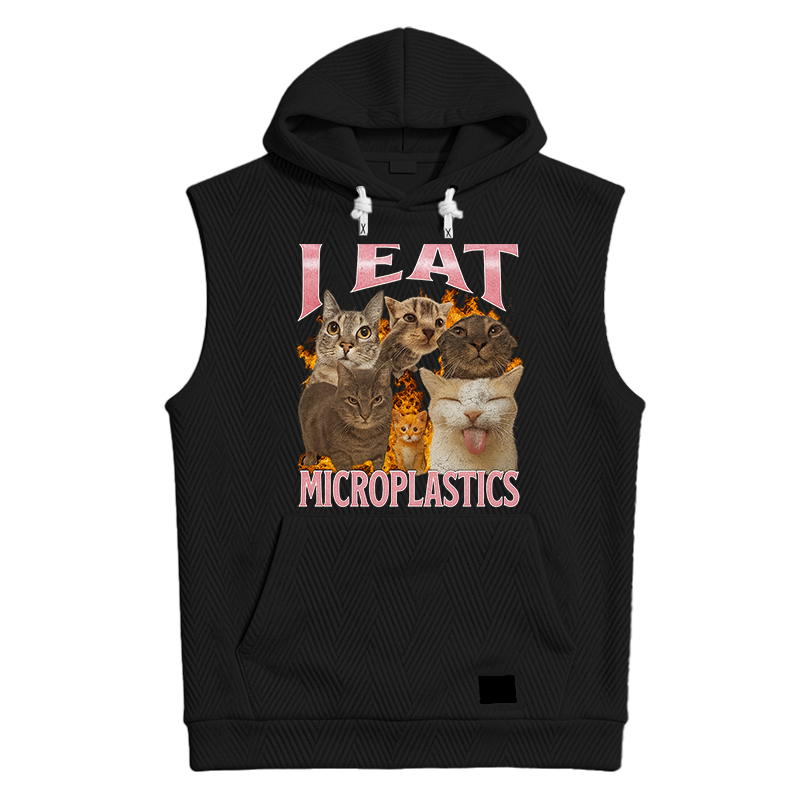 Modecanvas I Eat Microplastics Funny Cat Meme Hooded Tank