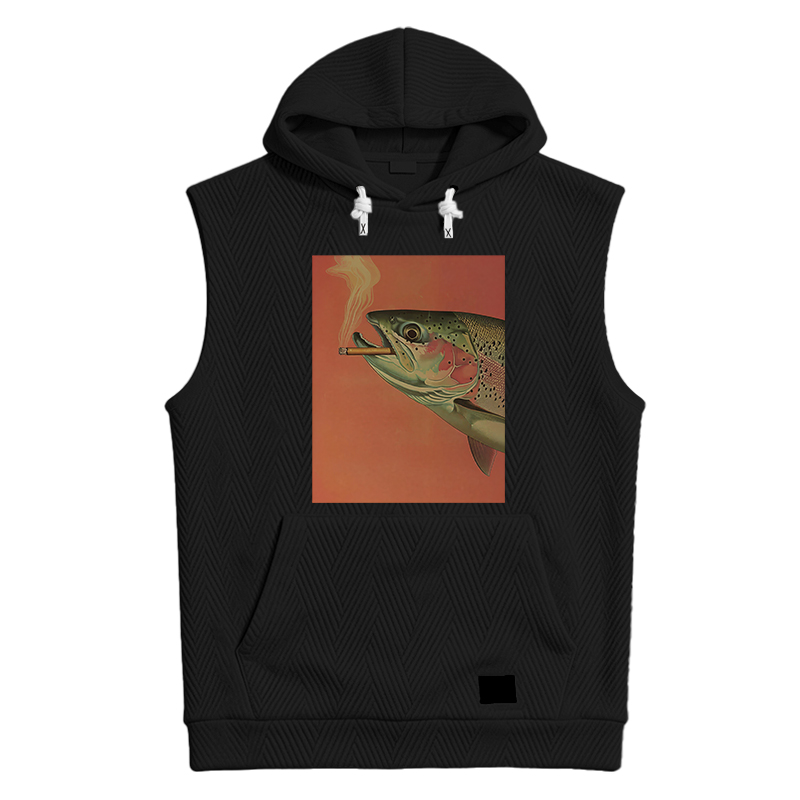 Modecanvas Trout Smoking A Cigarette Hooded Tank