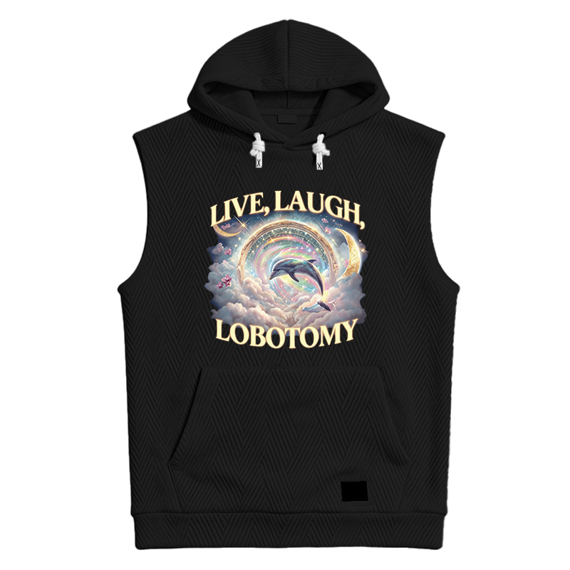 Modecanvas Live Laugh Lobotomy Funny Dolphin Meme Hooded Tank