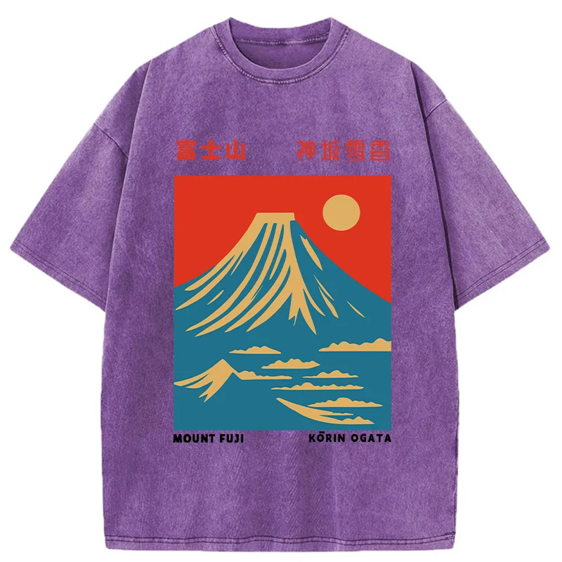 Modecanvas Mount Fuji Vintage Washed T-Shirt-modecanvas