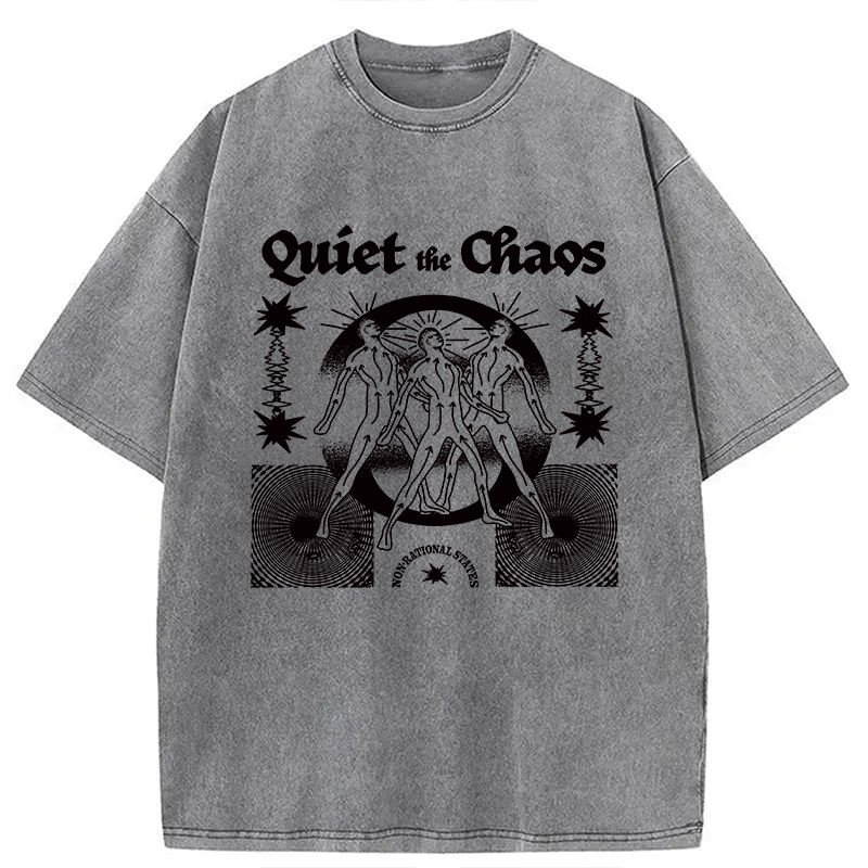 Modecanvas Quiet And Chaos DTG Printing Washed T-Shirt