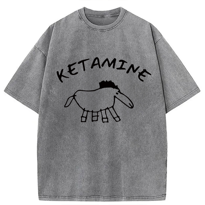 Modecanvas Ketamine Child Drawing DTG Printing Washed T-Shirt