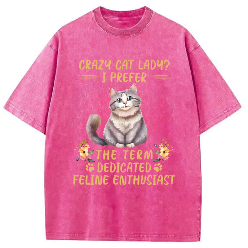 Modecanvas Funny Sarcastic Cat Lady DTG Printing Washed T-Shirt