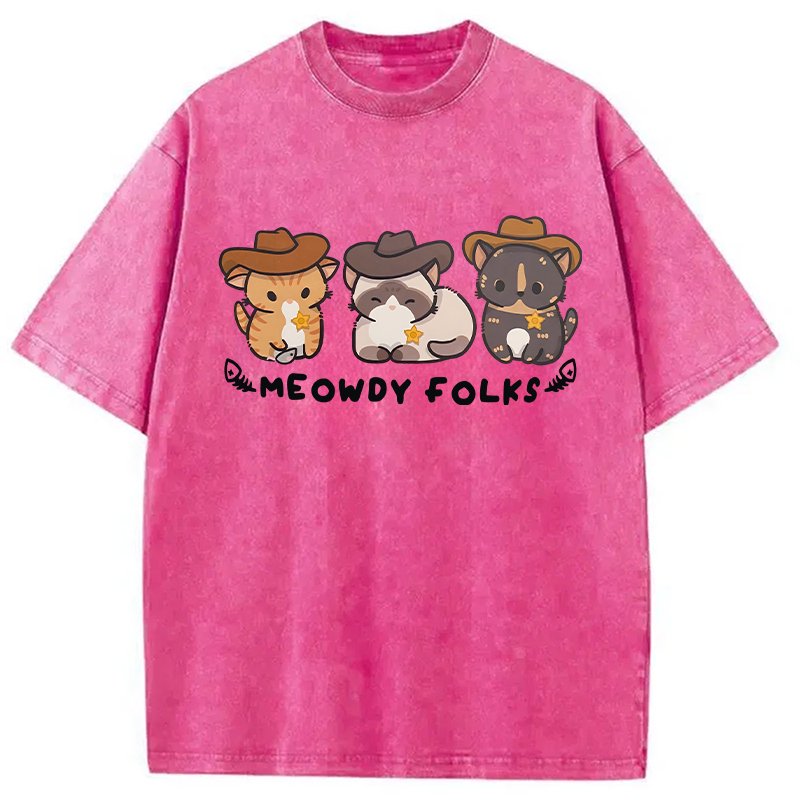 Modecanvas Meowdy Folks DTG Printing Washed T-Shirt