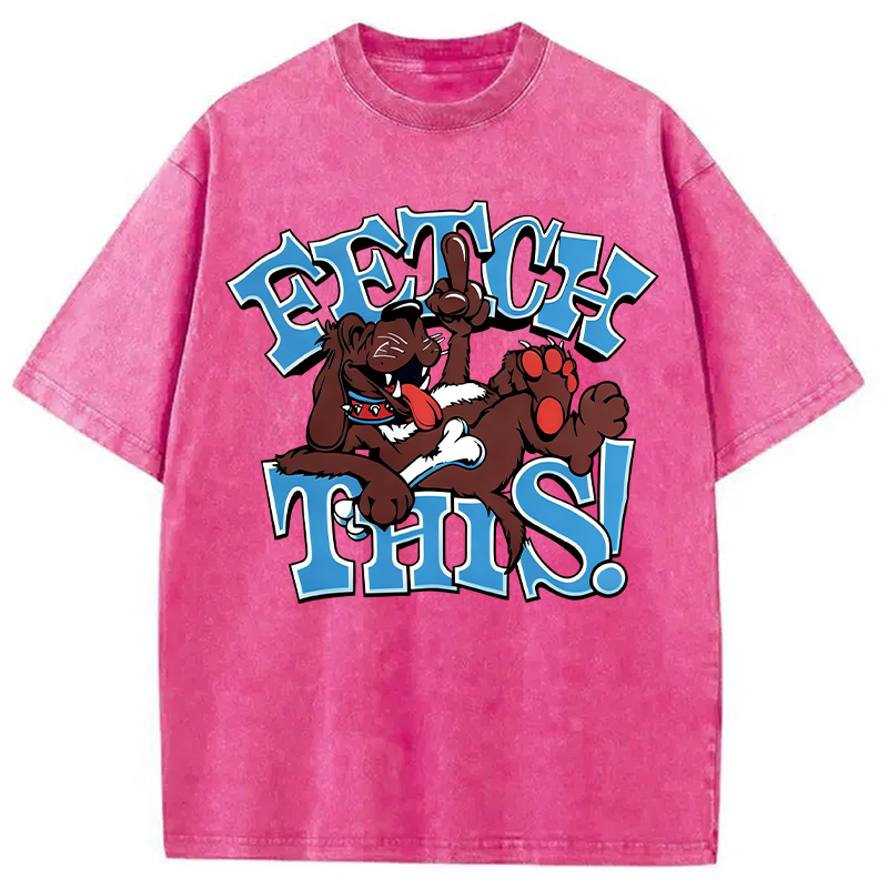 Modecanvas Vintage 90s Fetch Dog DTG Printing Washed T-Shirt