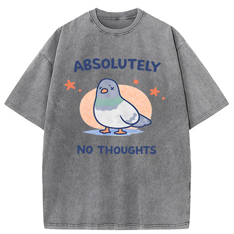 Modecanvas Absolutely No Thoughts DTG Printing Washed T-Shirt