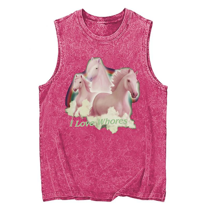 Modecanvas I Love Whores DTG Printing Washed Tank-modecanvas
