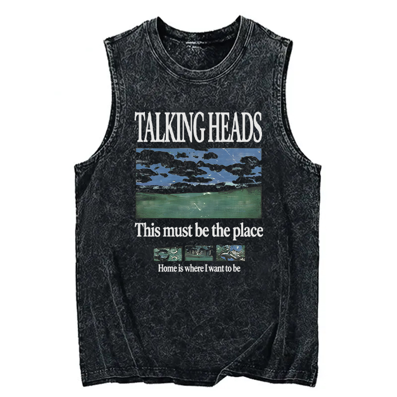 Modecanvas Talking Heads This Must Be the Place Lyric DTG Printing Washed Tank-modecanvas