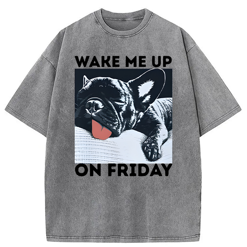 Modecanvas Wake Me Up On Friday DTG Printing Washed T-Shirt