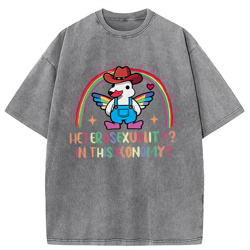 Modecanvas Duck Says No To Heteronormativity DTG Printing Washed T-Shirt