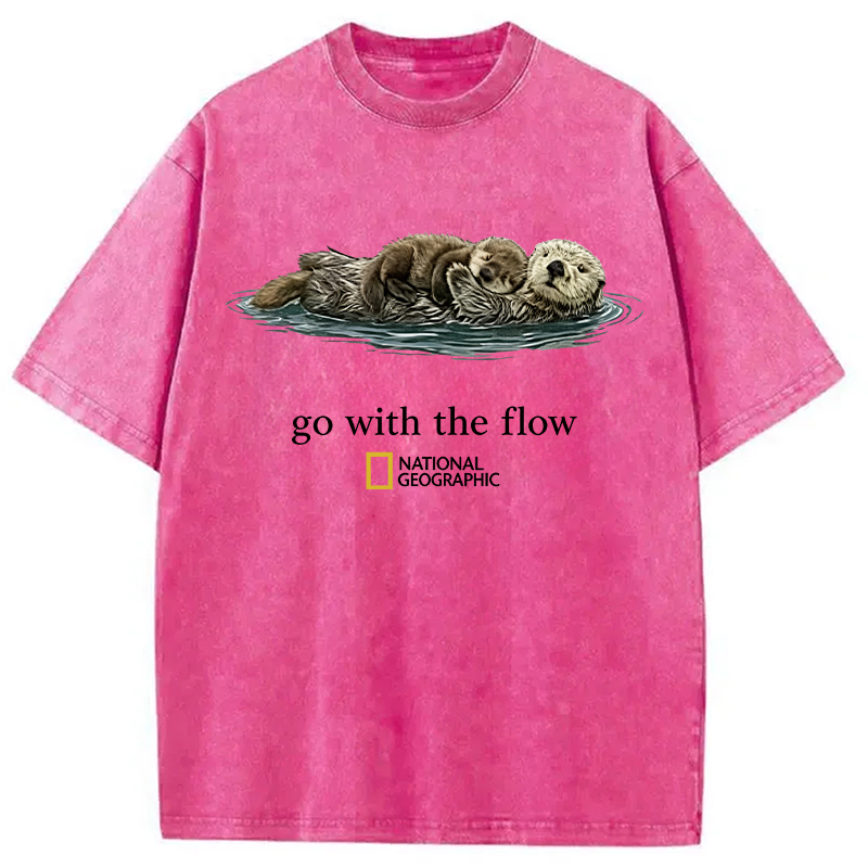 Modecanvas Go With The Flow Otter DTG Printing Washed T-Shirt