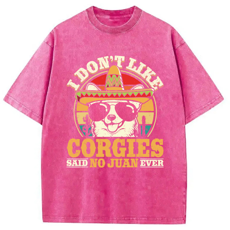 Modecanvas Mexican Corgi Dog DTG Printing Washed T-Shirt
