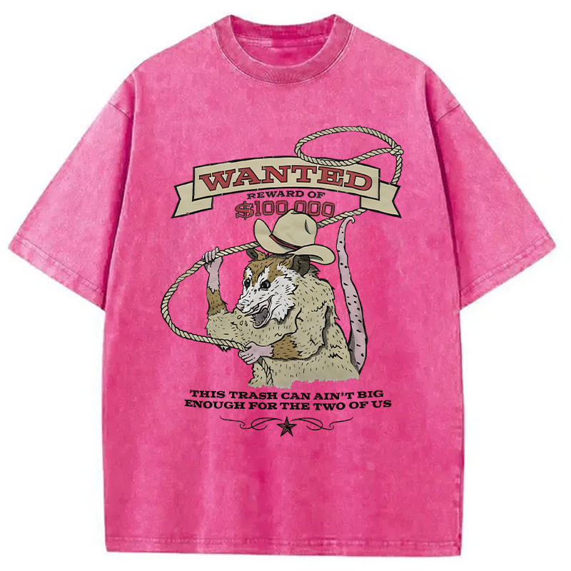 Modecanvas Wanted Cowboy Opossum DTG Printing Washed T-Shirt