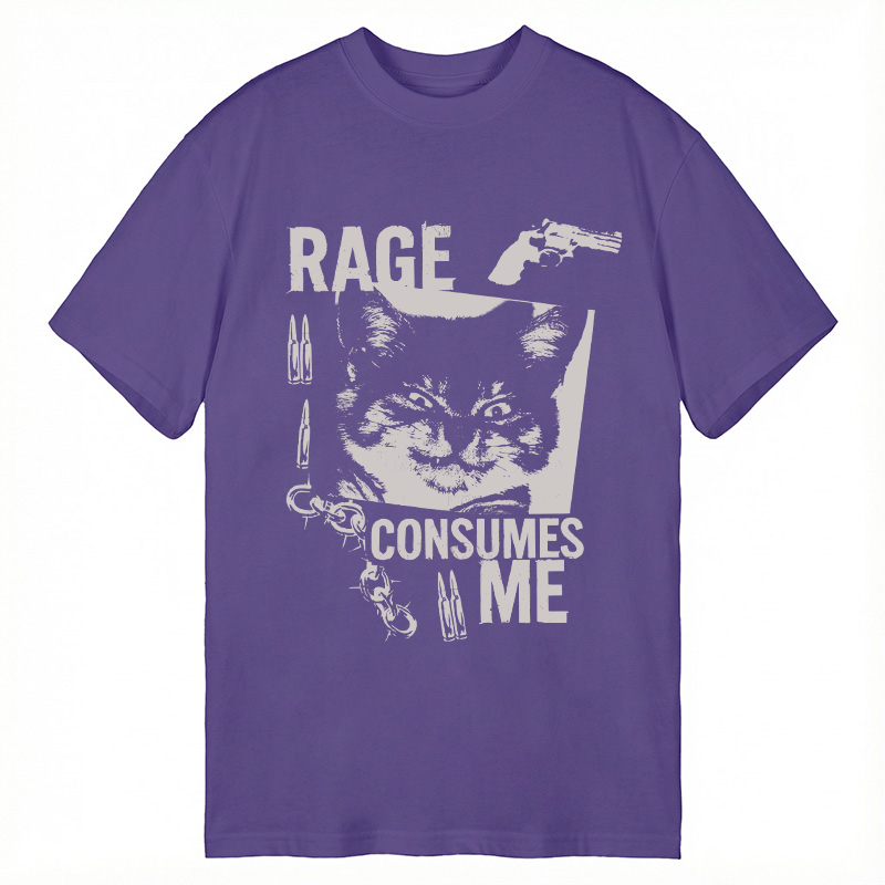 Modecanvas Rage Consumes Me Funny Cat Meme DTG Printing Classic T-Shirt-modecanvas