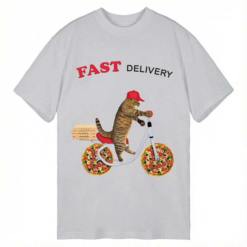 Modecanvas Cat Delivery Food DTG Printing Classic T-Shirt-modecanvas