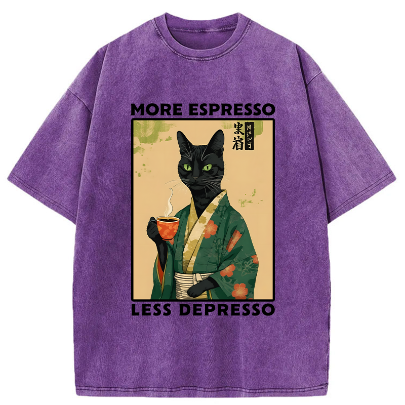 Modecanvas More Caffeine Less Sadness Washed T-Shirt